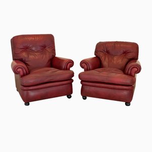 Leather Armchairs from Poltrona Frau, 1980s, Set of 2