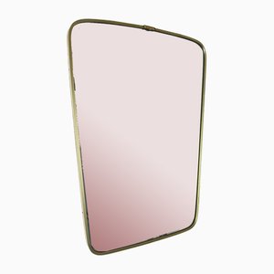 Specchio con cornice in ottone, Italia, anni '60