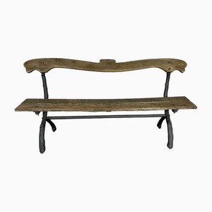 Oak Bench with Cast Iron Legs