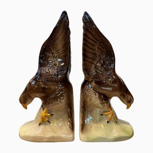 Fermalibri Eagle in ceramica di Jema Holland, anni '70, set di 2