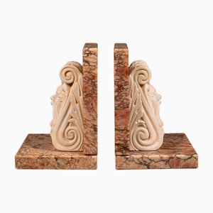 Vintage Art Deco Italian Bookends in Marble, 1940s, Set of 2