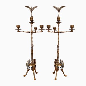 Candelabros de bronce Napoleón III, siglo XIX. Juego de 2
