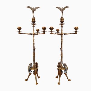 Candelabros de bronce Napoleón III, siglo XIX. Juego de 2