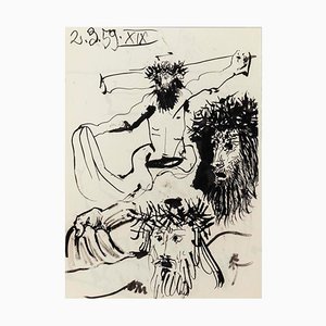 Pablo Picasso, Drei Skizzen von Jesus am Kreuz, 1961, Original Lithographie