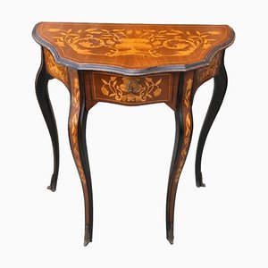 French Marquetry Console with Drawer at the Waist
