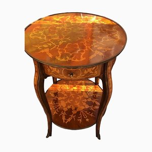 French Round Side Table with Marquetry