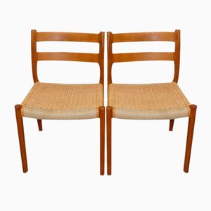 Silla de comedor modelo 84 de teca de Niels Otto Møller para JL Møllers, años 60. Juego de 4