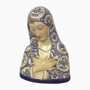 Madonna in ceramica finemente decorata di Lenci, 1938