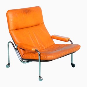 Space Age Cantilever Lounge Chair in Cognac Leather, 1960s