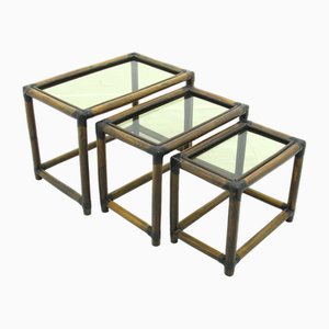 Rattan Nesting Tables, Set of 3