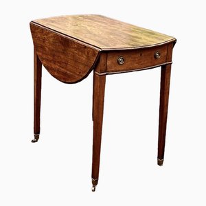 Antique Mahogany Side Table with Drawer and Fold Out Flaps
