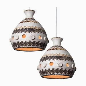 Lámparas colgantes danesas de cerámica, 1970. Juego de 2