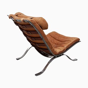 Brutalist Lounge Chair in Cognac Leather by Arne Norell, 1967