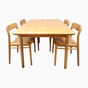 Vintage Danish Dining Table and Chairs by Niels Otto Møller, 1960s, Set of 5