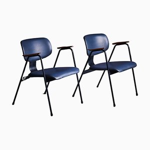 Dunkelblaue Sessel aus Skai von Willy Van Der Meeren, Belgien, 1950er, 2er Set