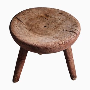 Rustic Farmers Stool in Original, 1890s