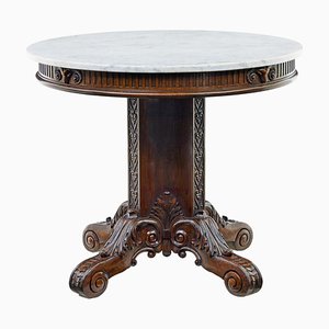 19th Century Carved Oak and Marble Center Table