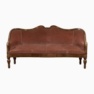 Velvet Sofa with Walnut Structure