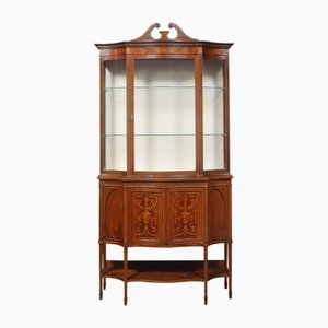 Mahogany Inlaid Serpentine Fronted Display Cabinet, 1890s