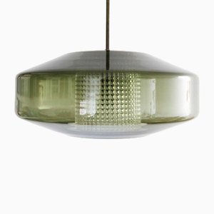 UFO Pendant Lamp in Crystal and Brass by Carl Fagerlund for Orrefors, 1960s