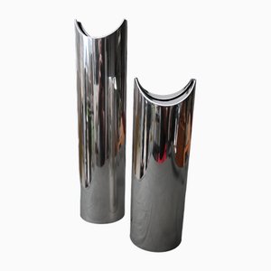 Postmodern Giselle Vases in Silver by Leno Sabattin, Italy, 1970s, Set of 2
