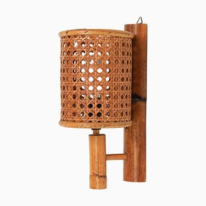 Wall Lamp in Rattan and Bamboo, 1960s