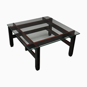 Mesa de centro italiana vintage de vidrio y madera de Ico & Luisa Parisi para Cassina, 1962