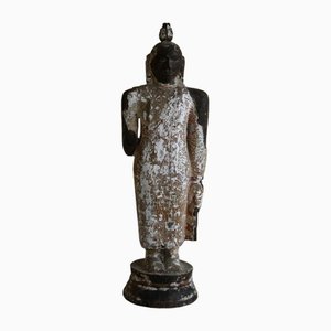 Statuetta Buddha in legno dipinto