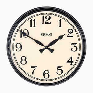 Large Industrial Painted Metal Wall Clock from Ferranti Ltd., 1930s