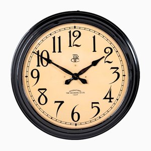 Reloj de fábrica industrial grande de International Time Recording Co. Ltd., años 30