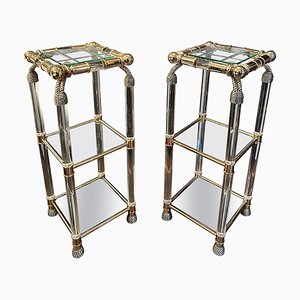 Brass and Acrylic Glass Side Tables by Muebles Curvasa, 1980, Set of 2