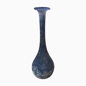 Modern Blue and White Scavo Murano Glass Vase, 1970s