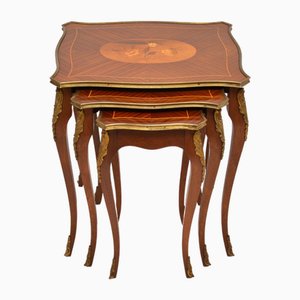 Antique French Inlaid Nesting Tables, 1930, Set of 3