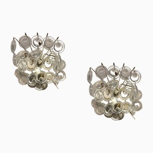 Vintage Glass Disc Sconces, 1960s, Set of 2