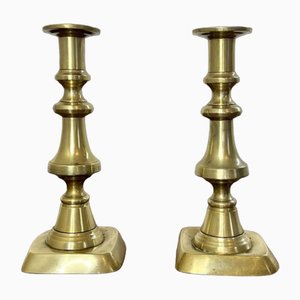 Candelabros victorianos antiguos de latón, década de 1860. Juego de 2