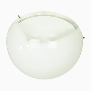 Flush Mount in White and Clear Murano Glass and Metal by Carlo Nason for Mazzega, 1960s