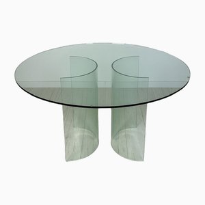Mid-Century Italian Round Glass Dining Table, 1970s