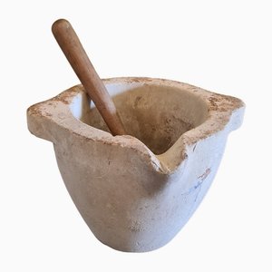 French Sandstone Mortar with Pestle, 1890s, Set of 2