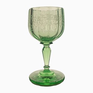 Bicchieri da vino Sherry con decoro Maria Theresia verde di Stefan Rath per Josef Lobmeyr, Austria, anni '10, set di 12