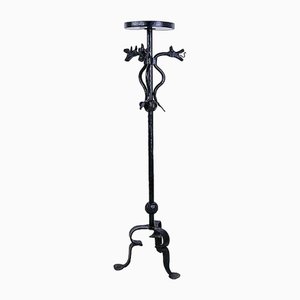 Wrought Iron Candlestick with Dragon Decoration, 1950s