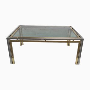 Table Basse en Laiton et Verre, 1970s