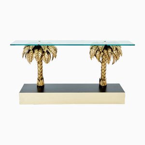 Palm Tree Console Table in Brass from Maison Jansen, 1970s