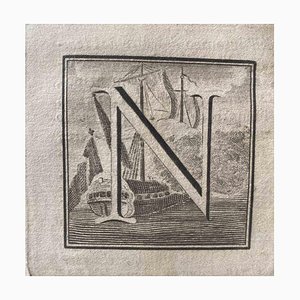Luigi Vanvitelli, Letra del alfabeto N, Grabado, siglo XVIII