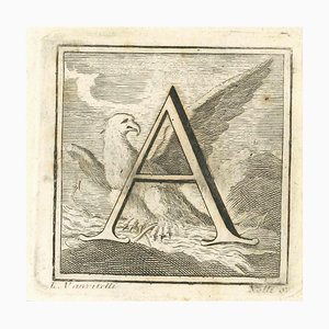 Luigi Vanvitelli, Letter of the Alphabet A, Etching, 18th Century