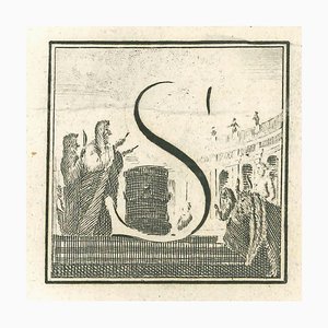 Luigi Vanvitelli, Letter of the Alphabet S, Etching, 18th Century