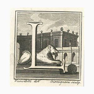 Luigi Vanvitelli, Letter of the Alphabet L, Etching, 18th Century