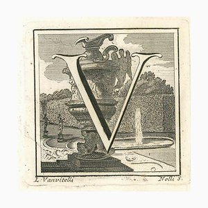 Luigi Vanvitelli, Letter of the Alphabet V, Etching, 18th Century