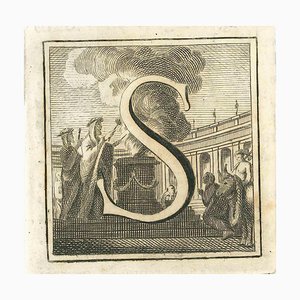 Aguafuerte, Letra del Alfabeto S, Varios Artistas, siglo XVIII