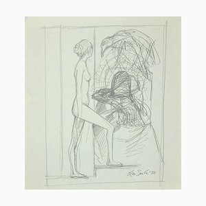 Leo Guida, Die Sibylle, Bleistiftzeichnung auf Papier, 1970