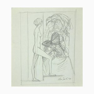 Leo Guida, La Sibila, Dibujo a lápiz sobre papel, 1970